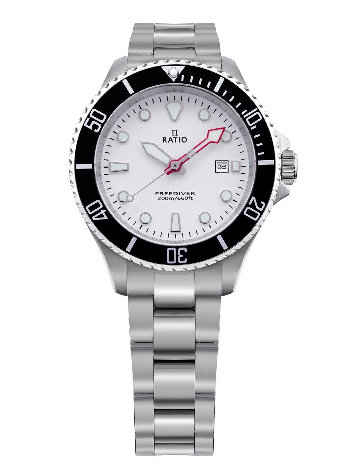 RATIO - FreeDiver Sapphire Stainless Steel White Dial Quartz RTFL802 200M Ladies Watch - Silver