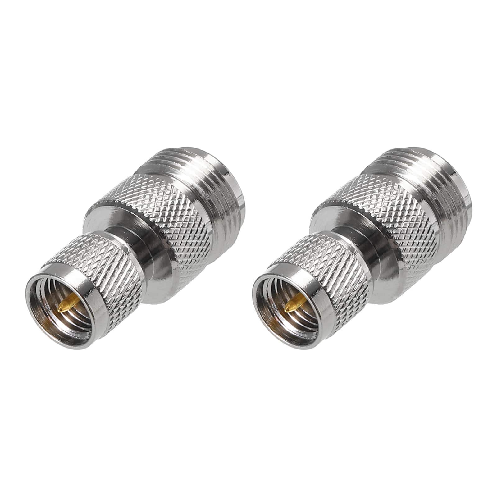Unique Bargains - 2pcs N Female to Mini UHF Male Coaxial Adapter Coax Connector 50 Ohm Plated for TV, Video, Routers, Modems - Silver
