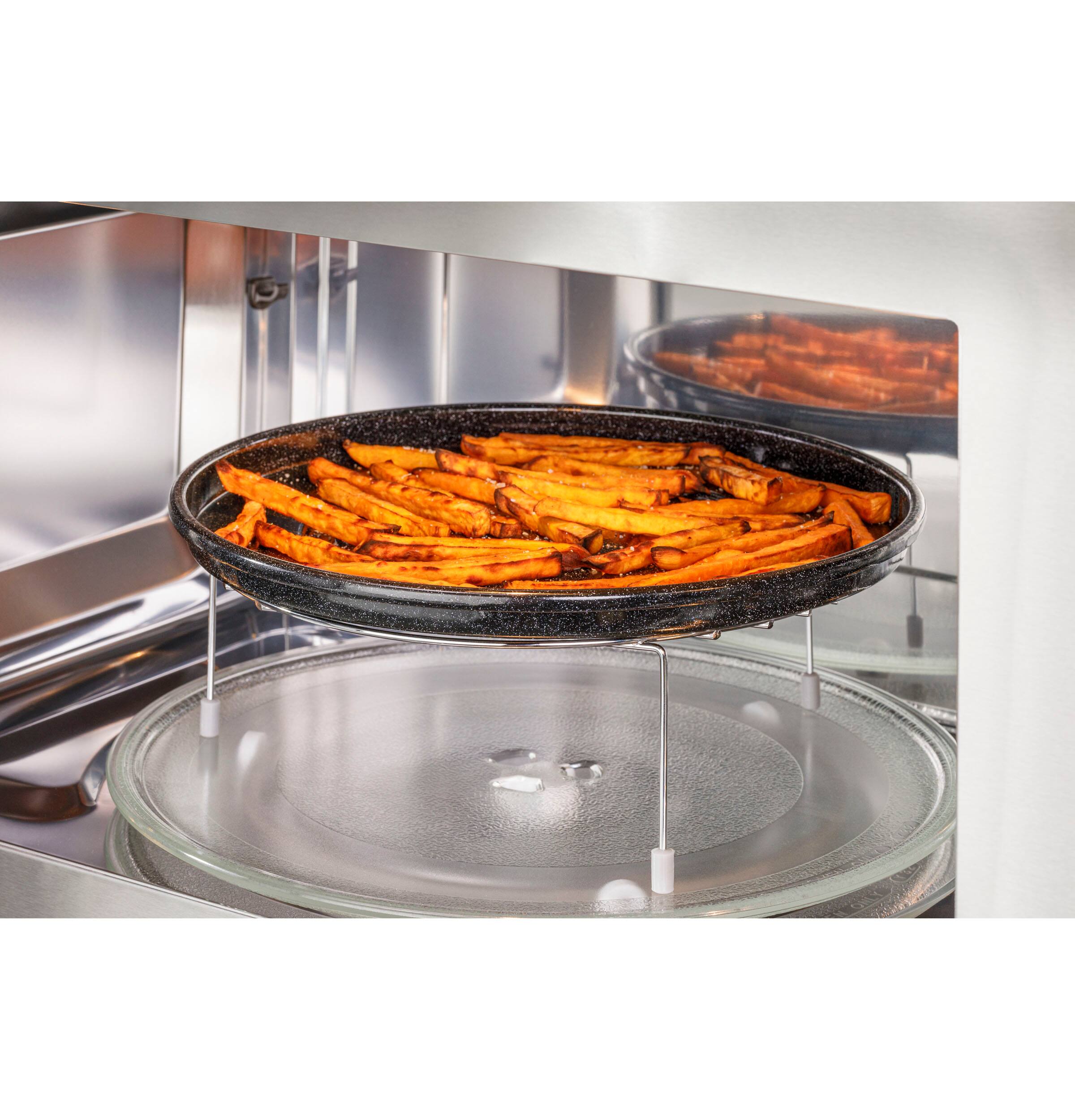 Alt View 2. GE Profile - 1.7 Cu. Ft. Convection Over-the-Range Microwave with Sensor Cooking and Air Fry - Stainless Steel.