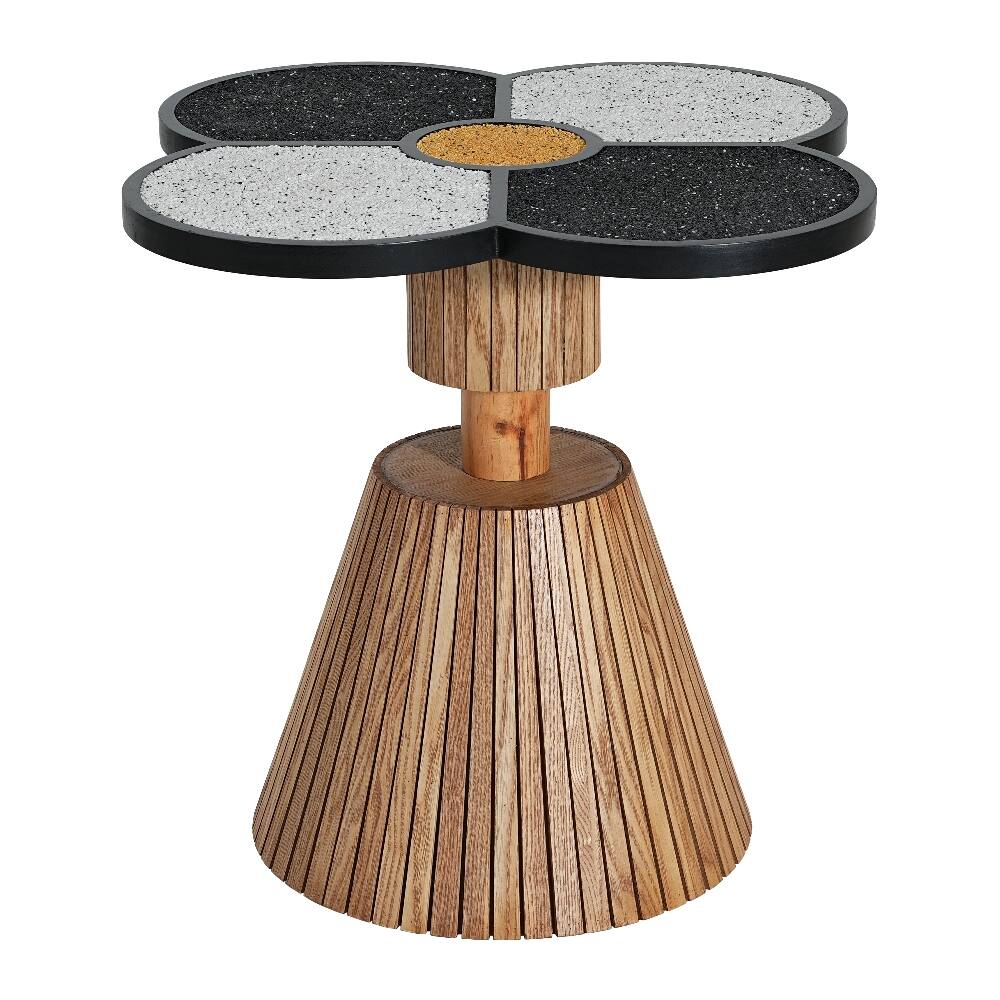 Alt View 4. Loheer - Loheer Four-Leaf Clover Side Table Decorative Accent Table Wood-Grain Base Small Space Coffee Table - Brown.