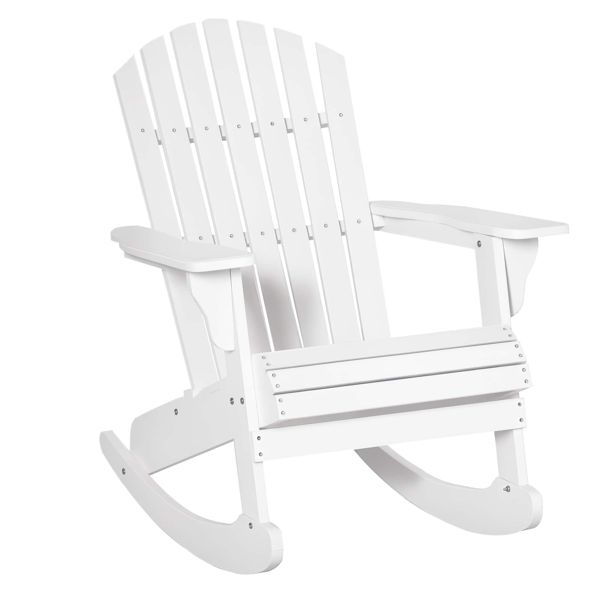 Front. Outsunny - Adirondack Rocking Chair Outdoor Lounge Chair Fire Pit Seating with Slatted Wooden Design - White.