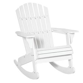 Outsunny - Adirondack Rocking Chair Outdoor Lounge Chair Fire Pit Seating with Slatted Wooden Design - White