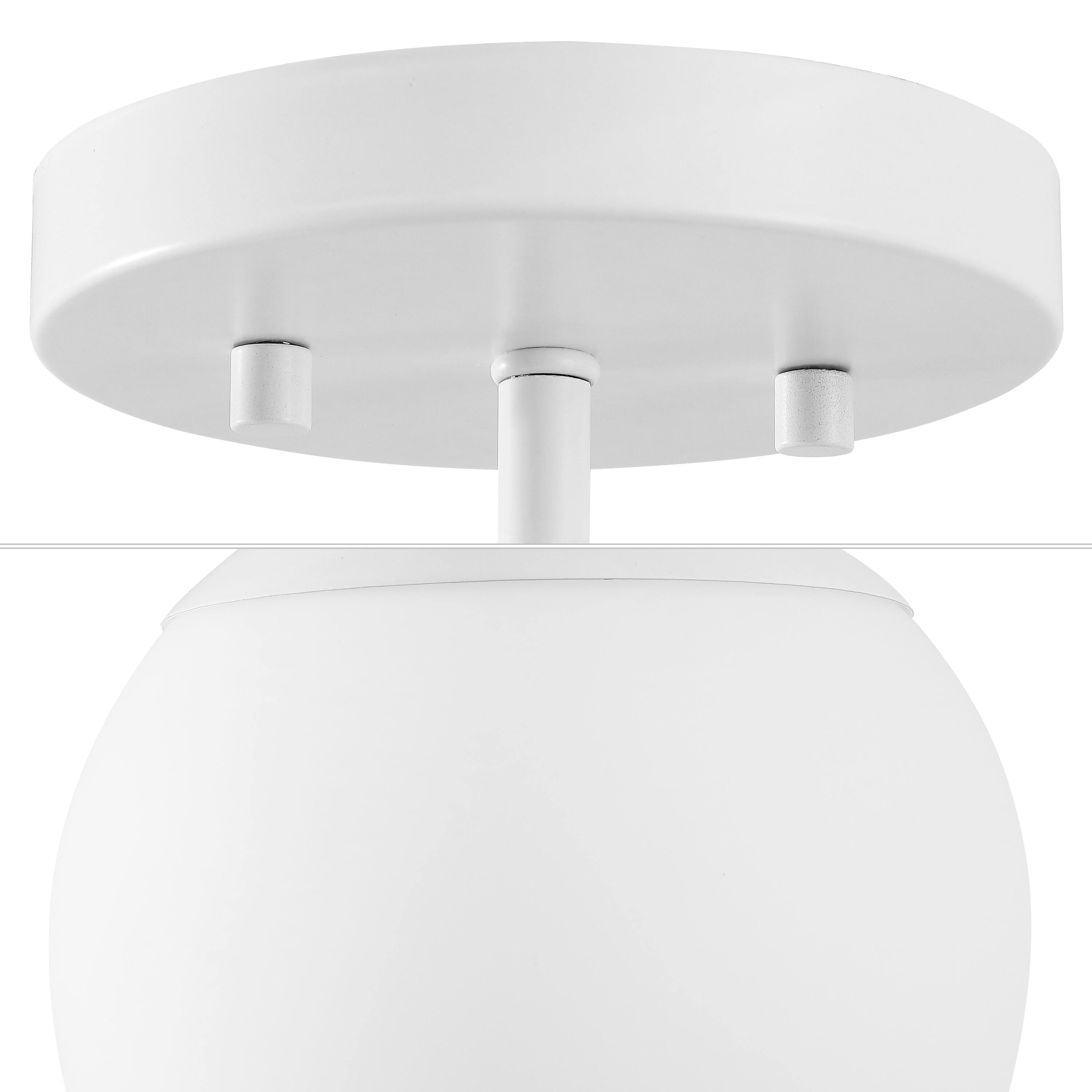 Alt View 4. Jonathan Y - Marcel Bistro 7.75" 1-Light Bohemian Farmhouse Iron/Frosted Glass LED Semi Flush Mount, White - White.
