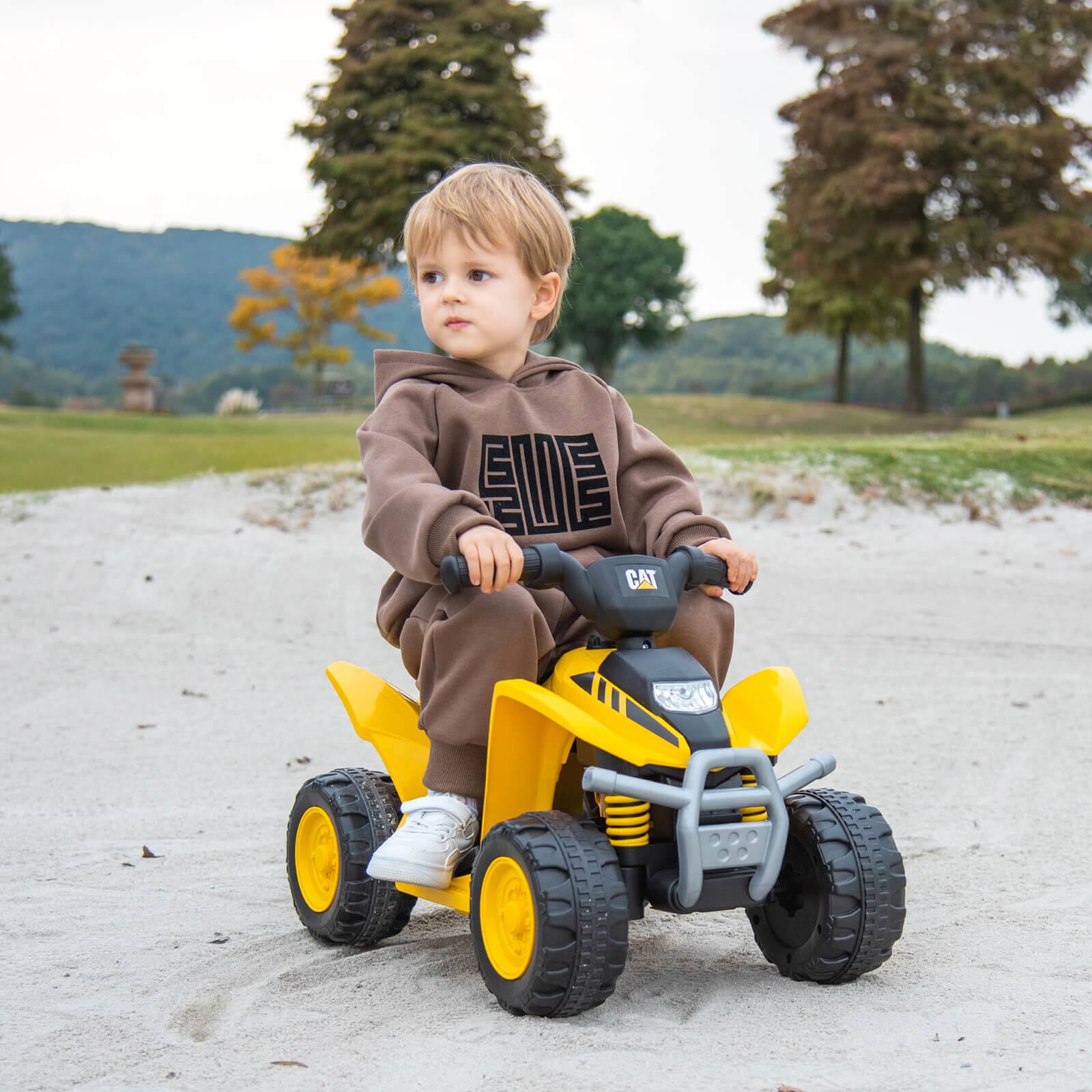Alt View 3. Costway - Costway CAT Licensed 6V Kids Ride on ATV with LED Headlight Horn Treaded Tires - Yellow.