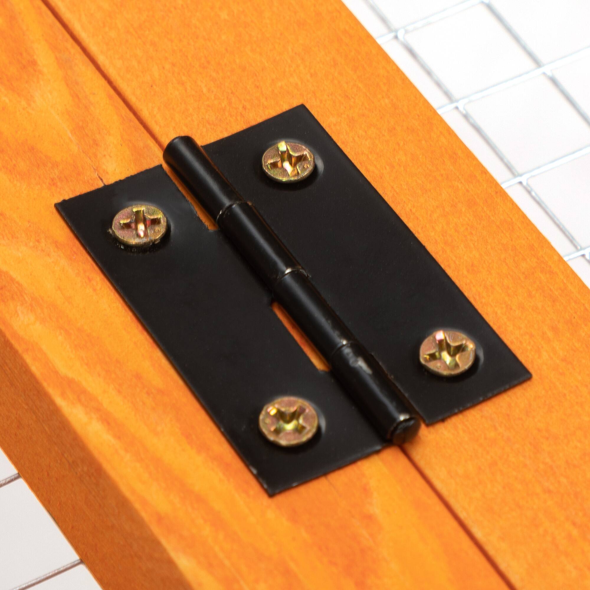 Alt View 2. Boyel Living - Orange Folding Rabbit Hutch with Lockable Doors and Ground Stakes with Chinese FirandGalvanized Wire Mesh - Orange.