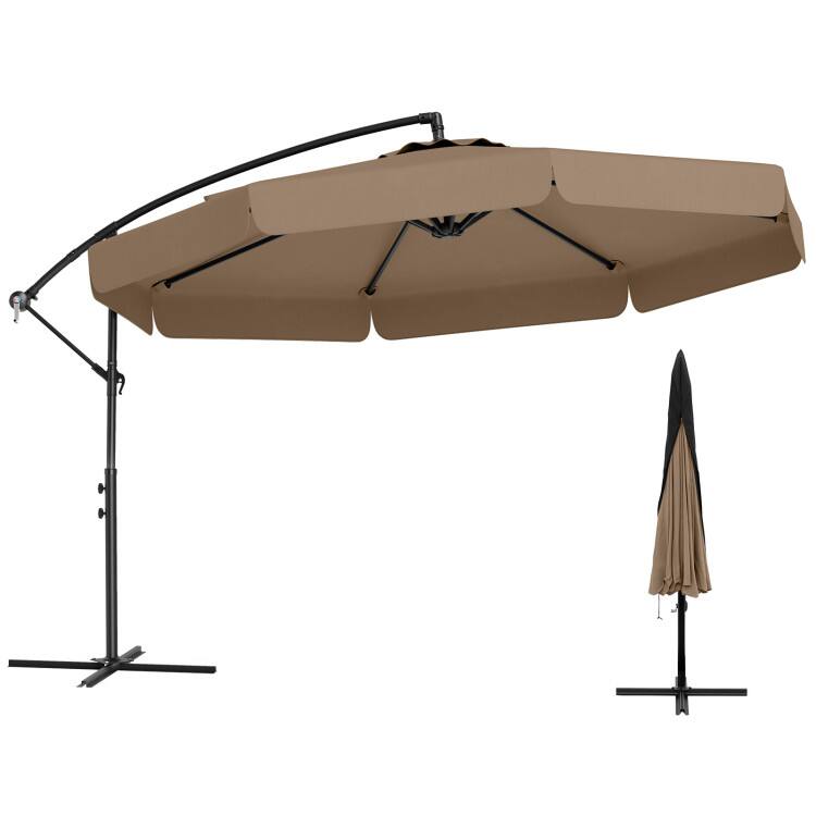 Front. SlickBlue - Outdoor 10-ft Cantilever Patio Umbrella with Ruffled Edge and Adjustable Tilt - Taupe.