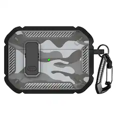 Front. SaharaCase - Apple Airpods Pro 3 Secure Lock Case | Heavy Duty | Shock Absorbing Corners | Raider Series - Camo Gray.