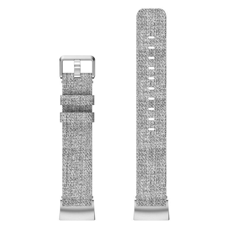Left. StrapsCo - Everyday Canvas Strap Nylon Watch Band For Fitbit Charge 6 - Grey.