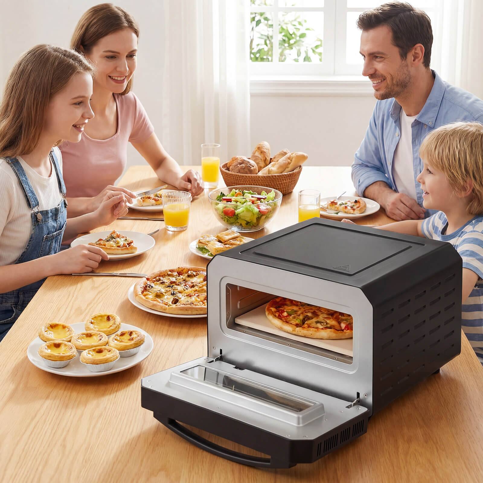 Alt View 3. Costway - Costway Pizza Oven for 12" Pizzas with 6 Presets & 2-Min Rapid Baking Heats up to 750℉ - Black.