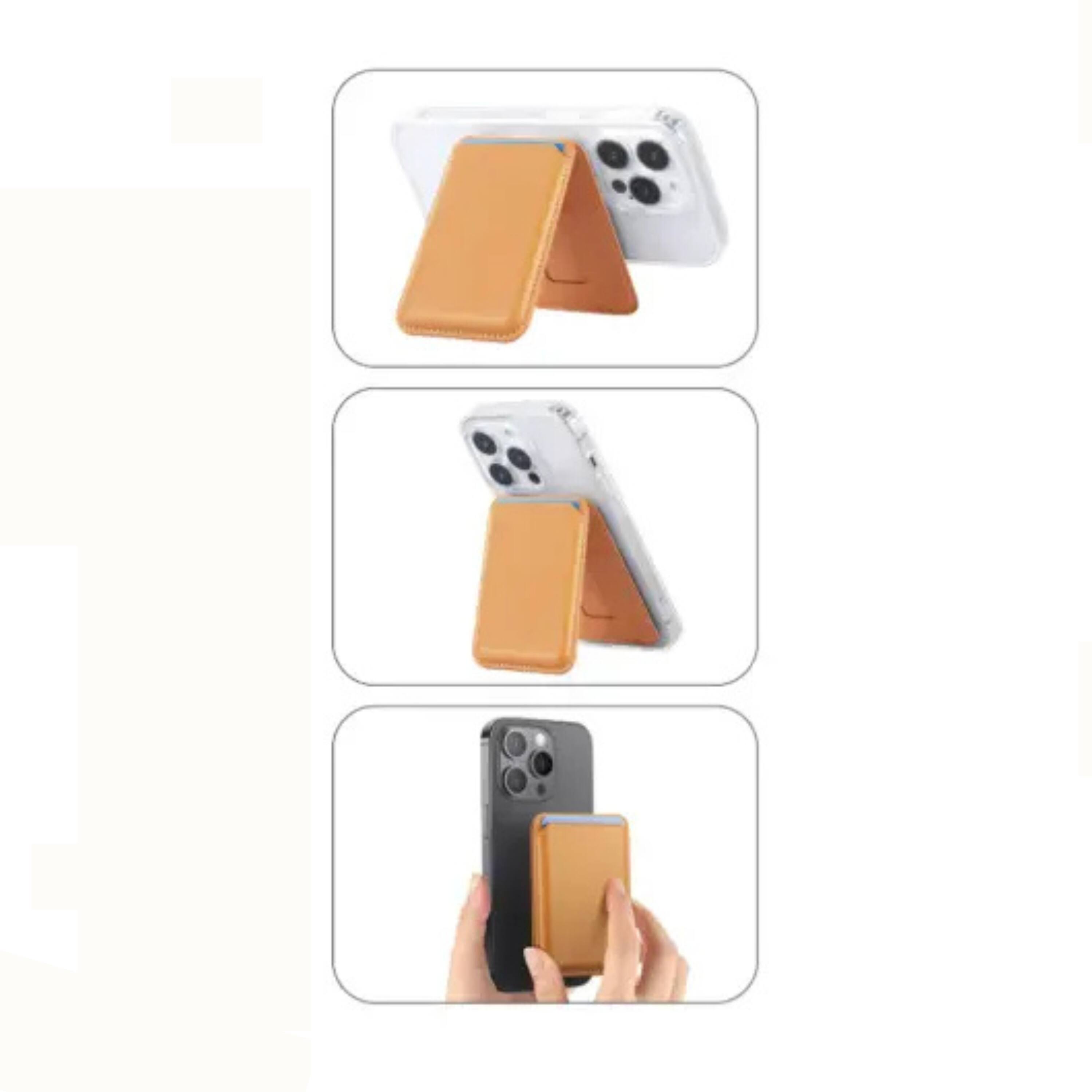 Left. Kitcheniva - Magnetic Back Wallet Card Holder for iPhone & Samsung Phones Orange - Orange.