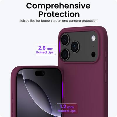ORNARTO Compatible With iPhone 17 Pro Max Case, Slim Liquid Silicone Shockproof Protective Phone Case 6.9" With Anti-Scratch Microfiber Lining-Wine ORNARTO Compatible With iPhone 17 Pro Max Case, Slim Liquid Silicone Shockproof Protective Phone Case 6.9" With Anti-Scratch Microfiber Lining-Wine