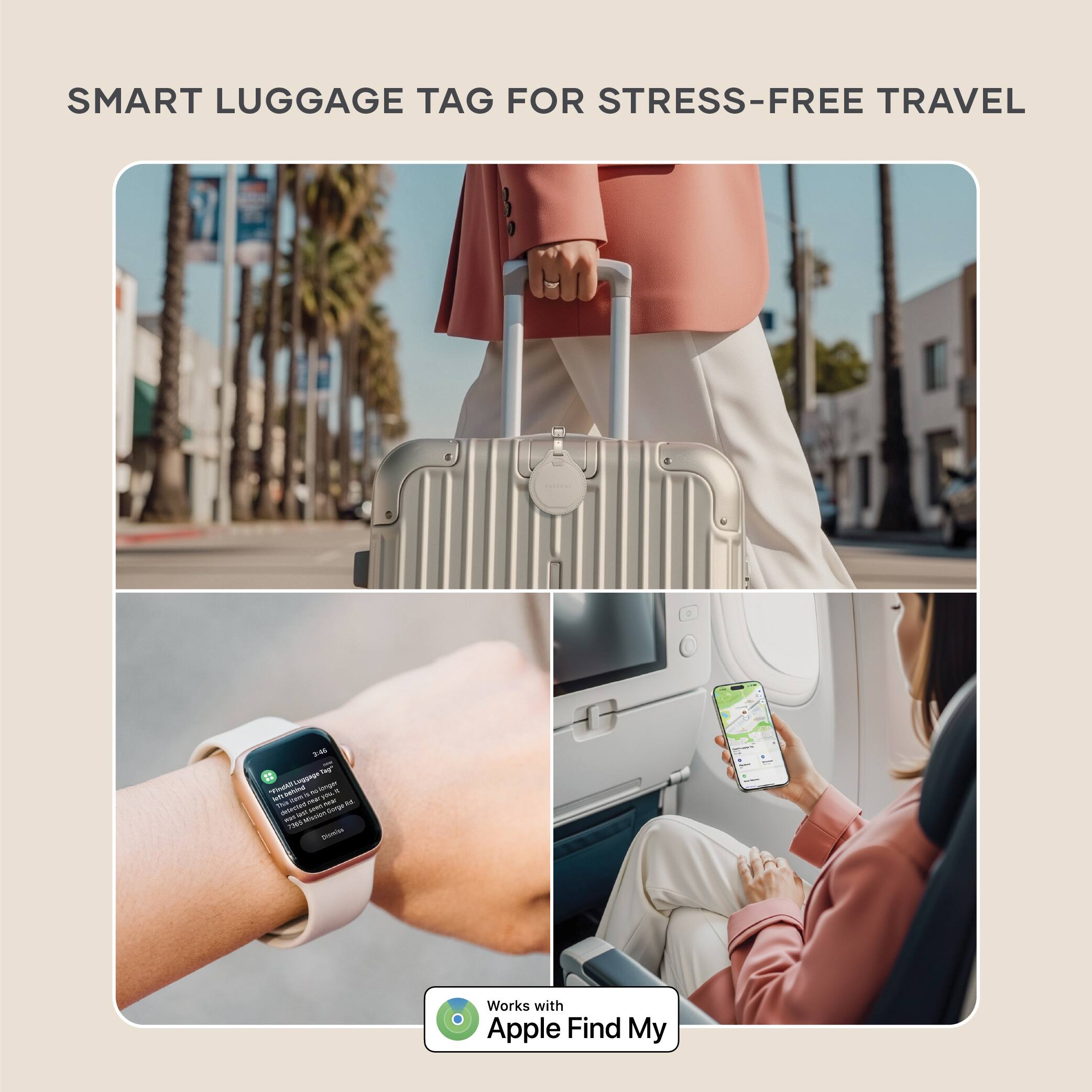 SMART LUGGAGE TAG FOR STRESS-FREE TRAVEL

Works with Apple Find My