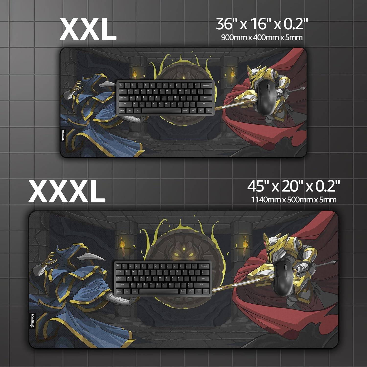 XXL  
36" x 16" x 0.2"  
900mm x 400mm x 5mm  

XXXL  
45" x 20" x 0.2"  
1140mm x 500mm x 5mm