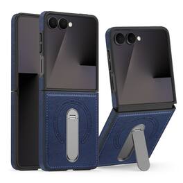 Dteck - Magnetic Case for Samsung Galaxy Z Flip8 Shockproof PU Leather Slim Kickstand Cover - Blue