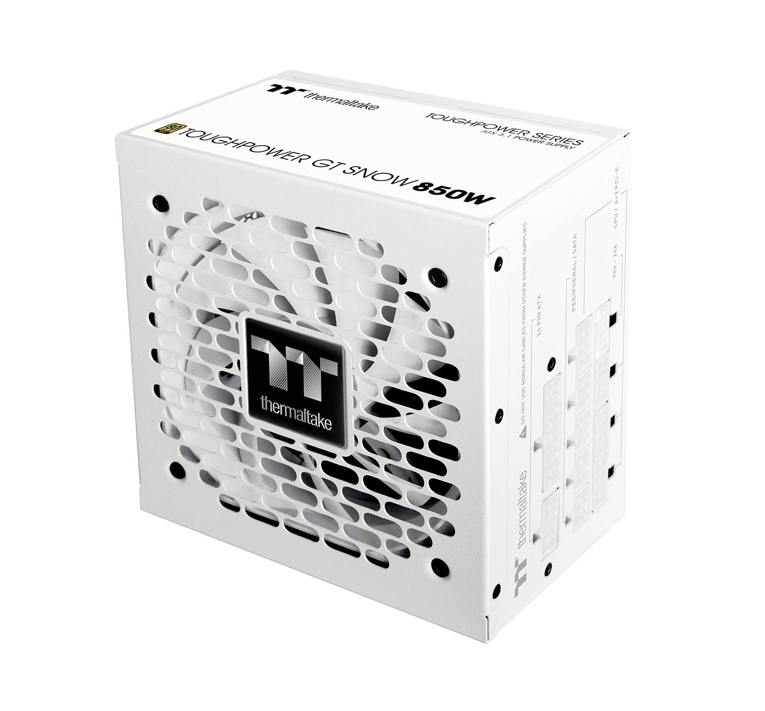 7 tera TOUGHPOWER GT SNOW 850W  
THERMALTAKE  
THERMALTAKE TOUGHPOWER SERIES  
80 PLUS WHITE  
THERMALTAKE  
PERIPHERAL VILS PIN: EBLS  
MOOALAR  
THERMALTAKE