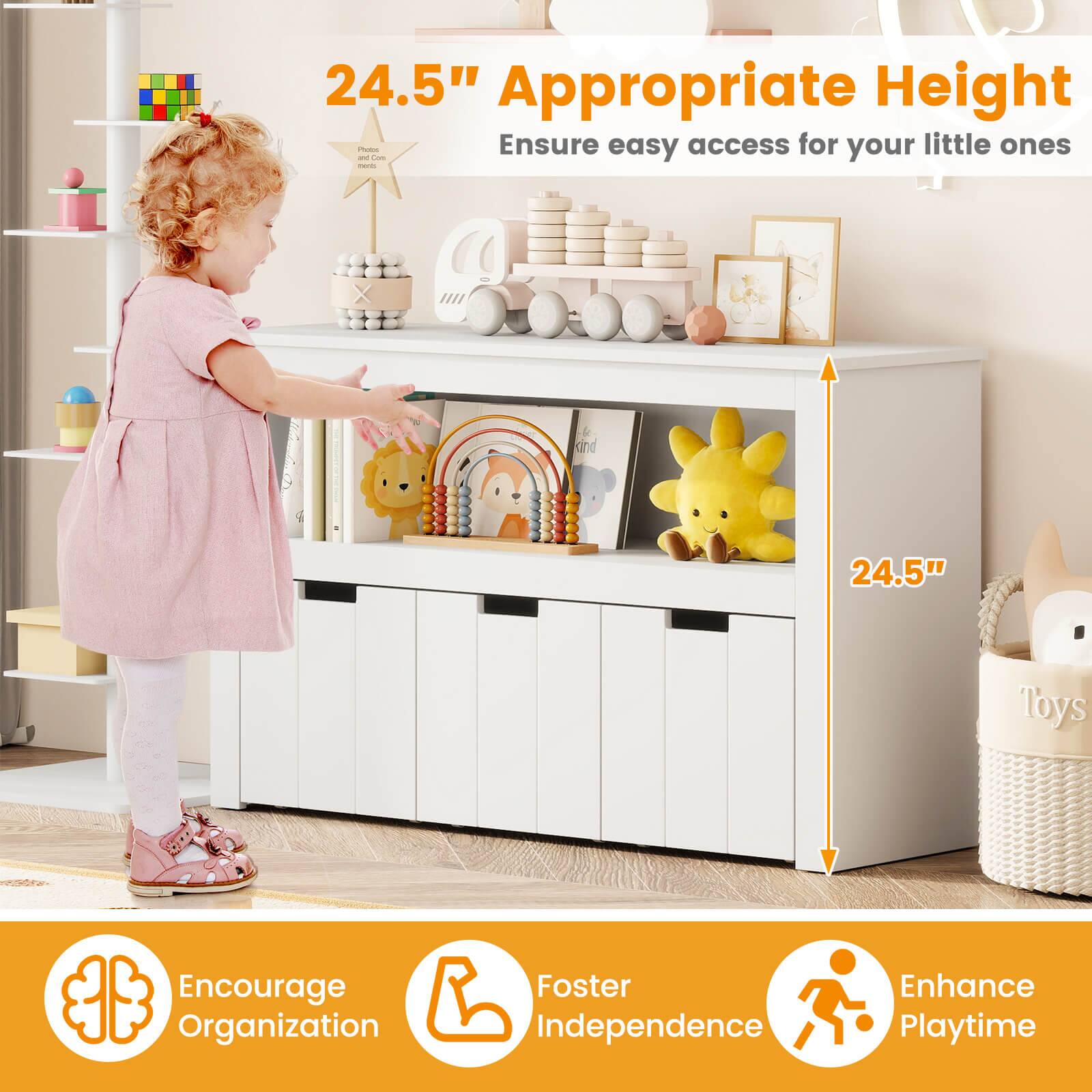 24.5" Appropriate Height  
Ensure easy access for your little ones  

Encourage Organization  
Foster Independence  
Enhance Playtime
