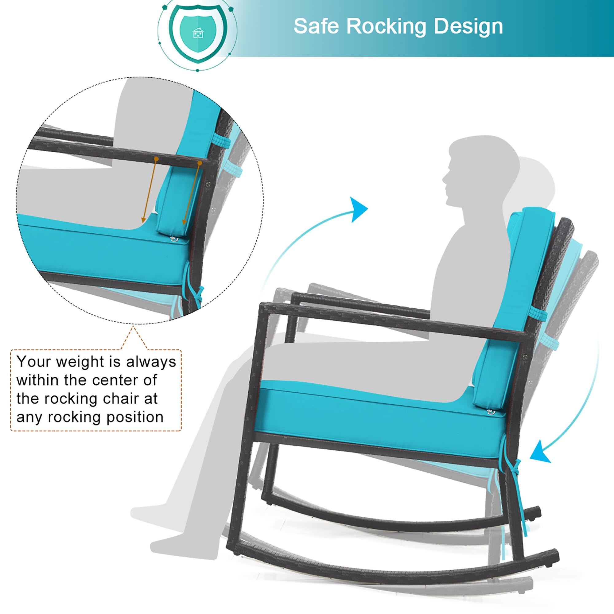 Safe Rocking Design

Your weight is always within the center of the rocking chair at any rocking position