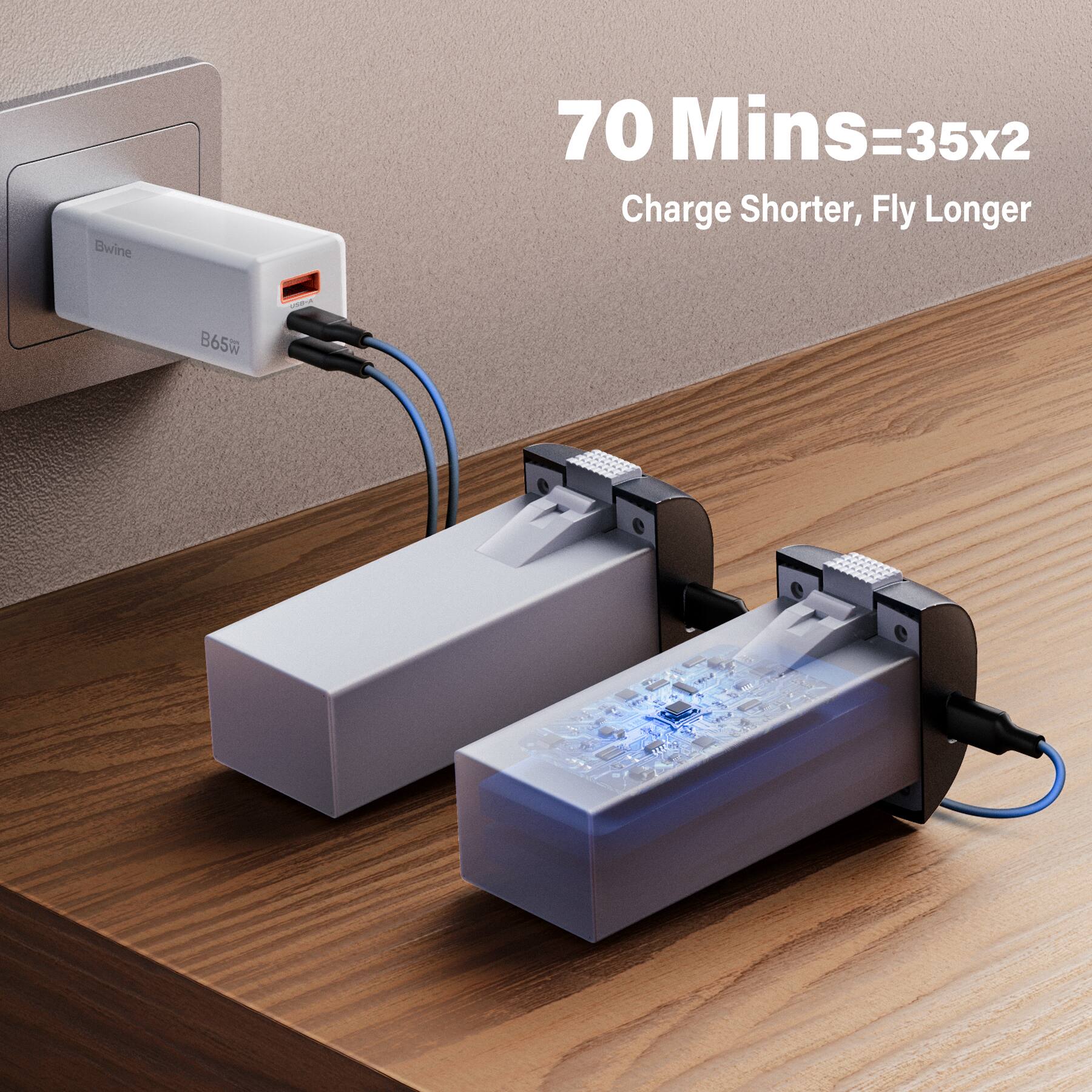 Bwine 70 Mins=35x2  
Charge Shorter, Fly Longer  
B65W