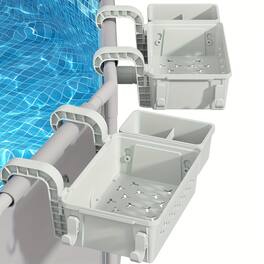 POOLHACKER - Poolside Storage Baskets for Above Ground Pool, 2-Pack Cup Holder Basket for Drinks and Towels