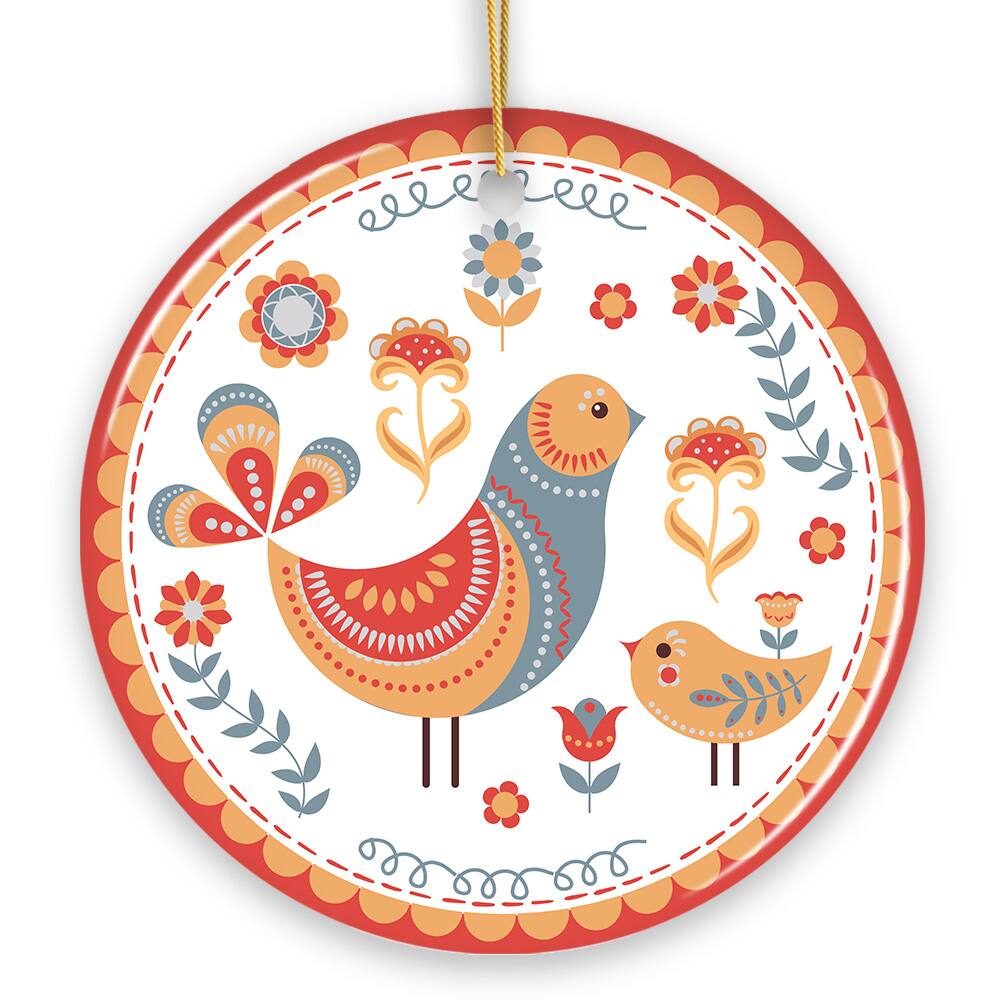 OrnamentallyYou - Scandinavian Folk Bird Christmas Ornament - Multi-colored