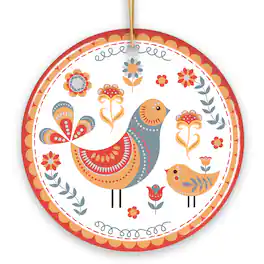 OrnamentallyYou - Scandinavian Folk Bird Christmas Ornament - Multi-colored