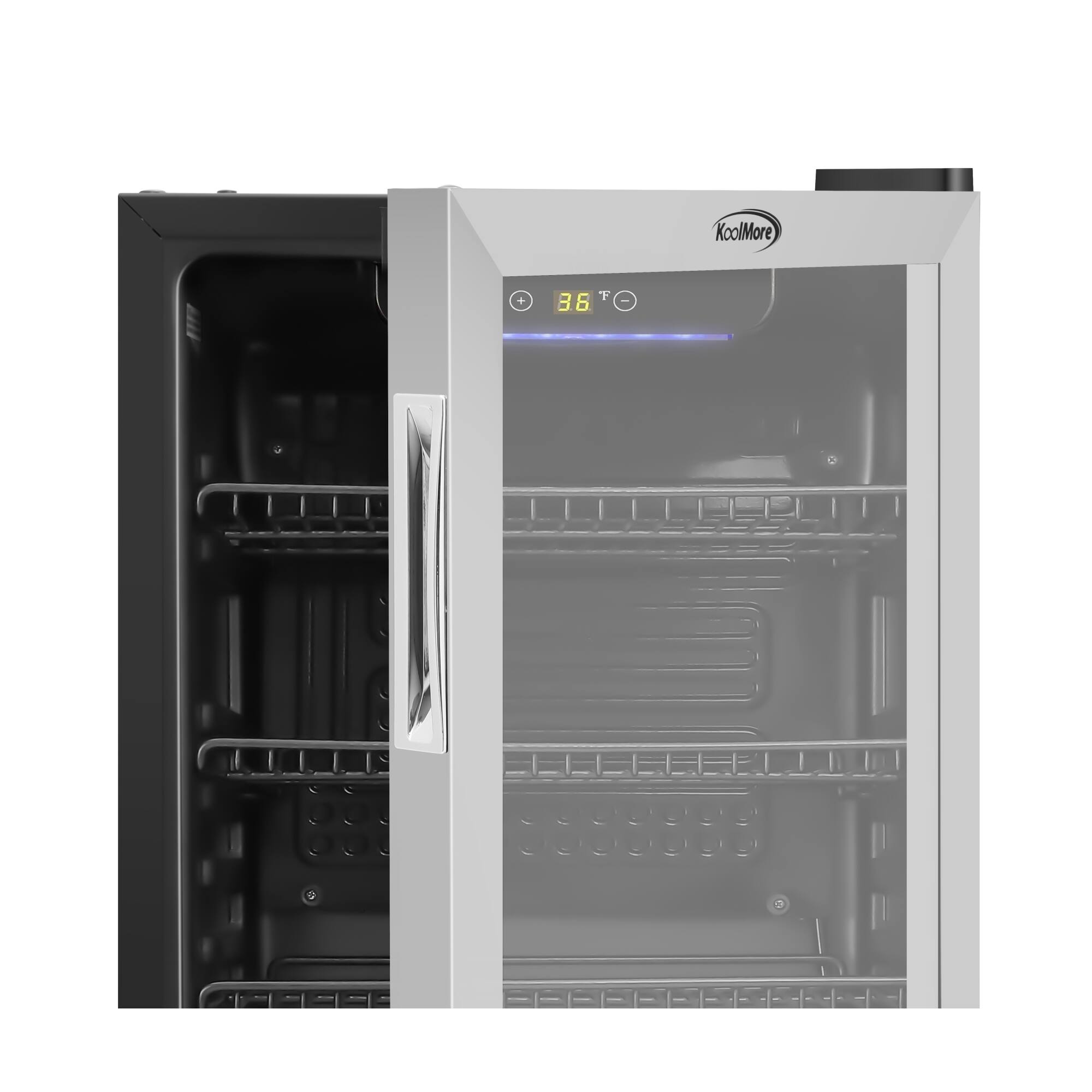 Alt View 6. Koolmore - 18 in. 3.2 Cu. Ft. Beverage Refrigerator Merchandiser with Stainless Steel Trim and Touch Panel (KM-BR32SS) - Black.