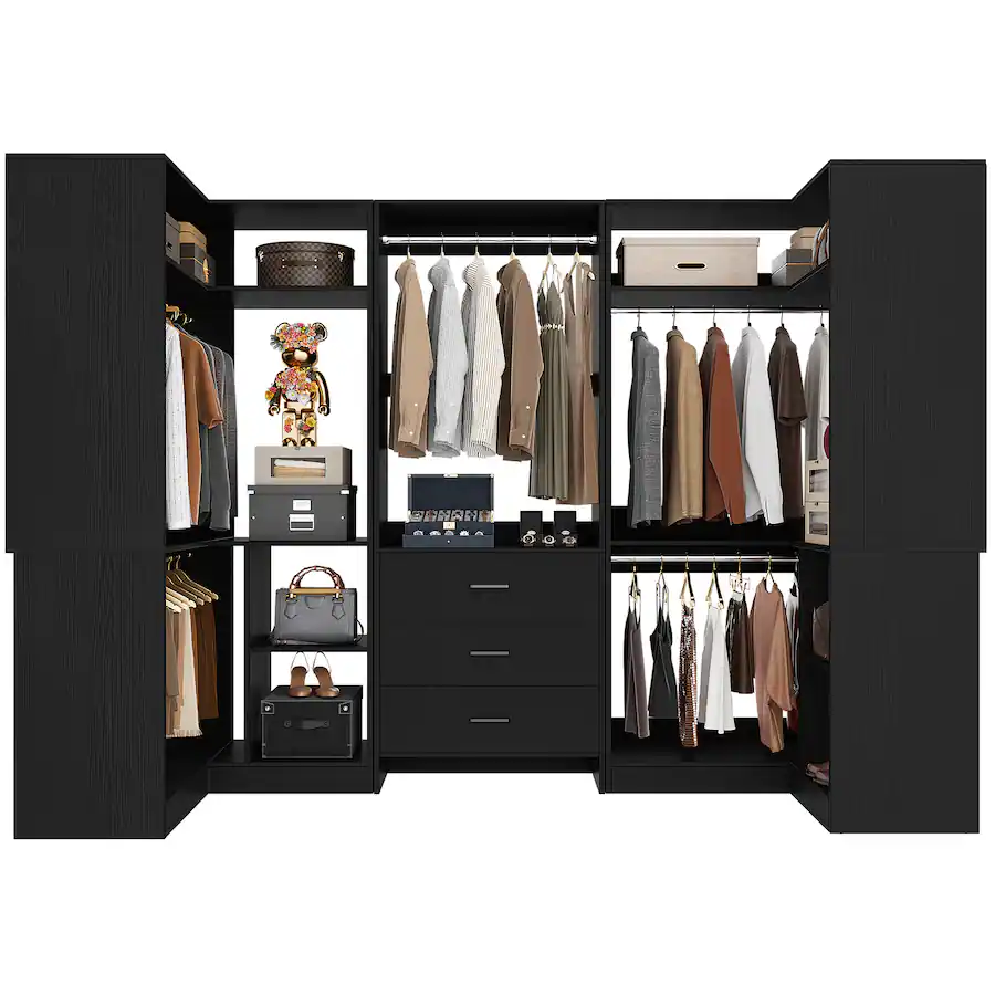 Aheaplus 88.8'' With U Shaped Closet System, Walk in Wardrobe System ...