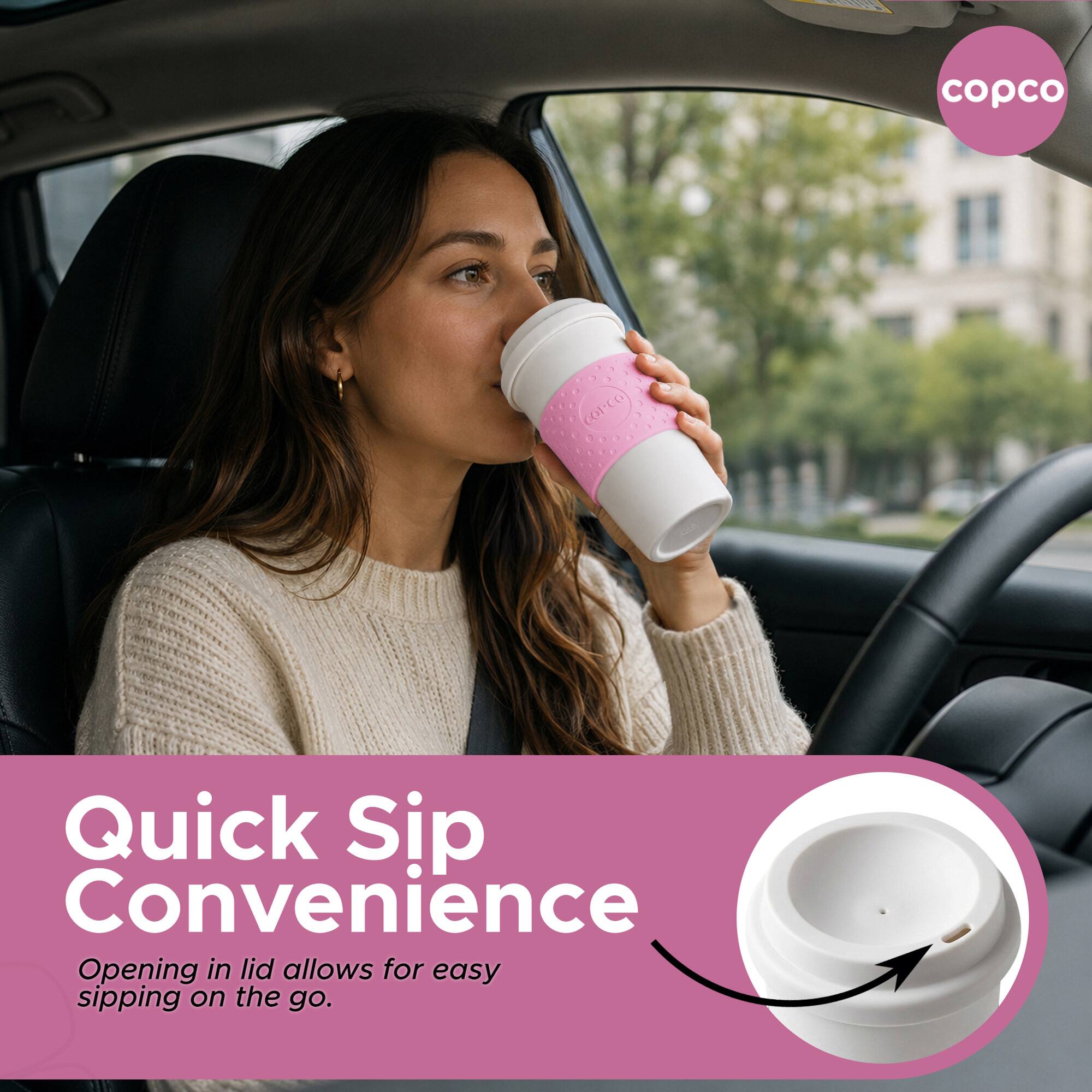 copco COLCO Quick Sip Convenience Opening in lid allows for easy sipping on the go.