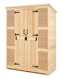 VEVOR - Outdoor Storage Shed, Oversize Wooden Outside Storage Cabinet with Waterproof Roof and Metal Frame - Natural wood