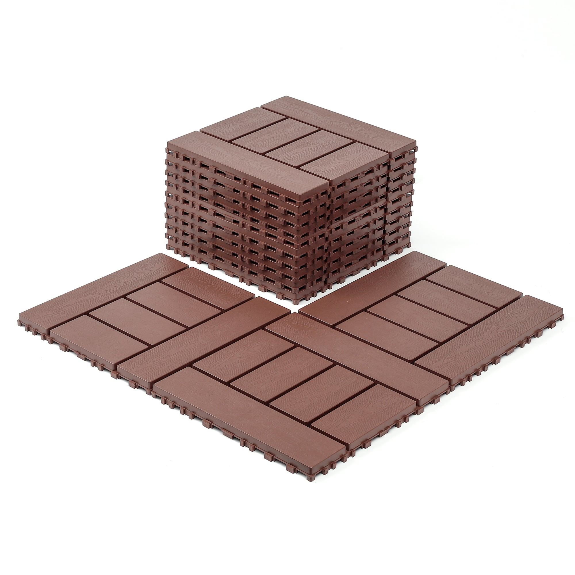 Mondawe - 44 packs 12 x 12 inches Plastic waterproof interlocking decking tiles - Brown price history on PriceWatchPro