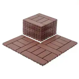 Mondawe - 44 packs 12 x 12 inches Plastic waterproof interlocking decking tiles - Brown