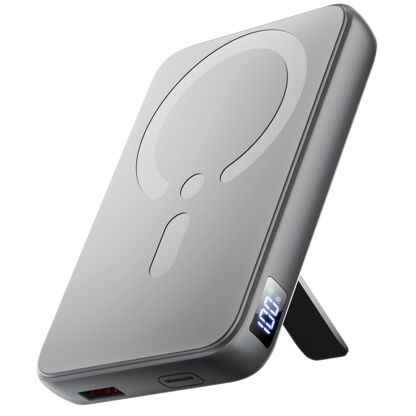 Trigiz - Magnetic Power Bank, 12,000mAh Portable Charger with 20W USB-C Fast Charging for iPhone 13-17 Series - Lightgray