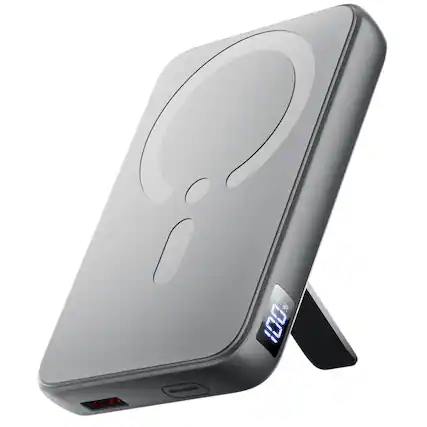 Front. Trigiz - Magnetic Power Bank, 12,000mAh Portable Charger with 20W USB-C Fast Charging for iPhone 13-17 Series - Lightgray.