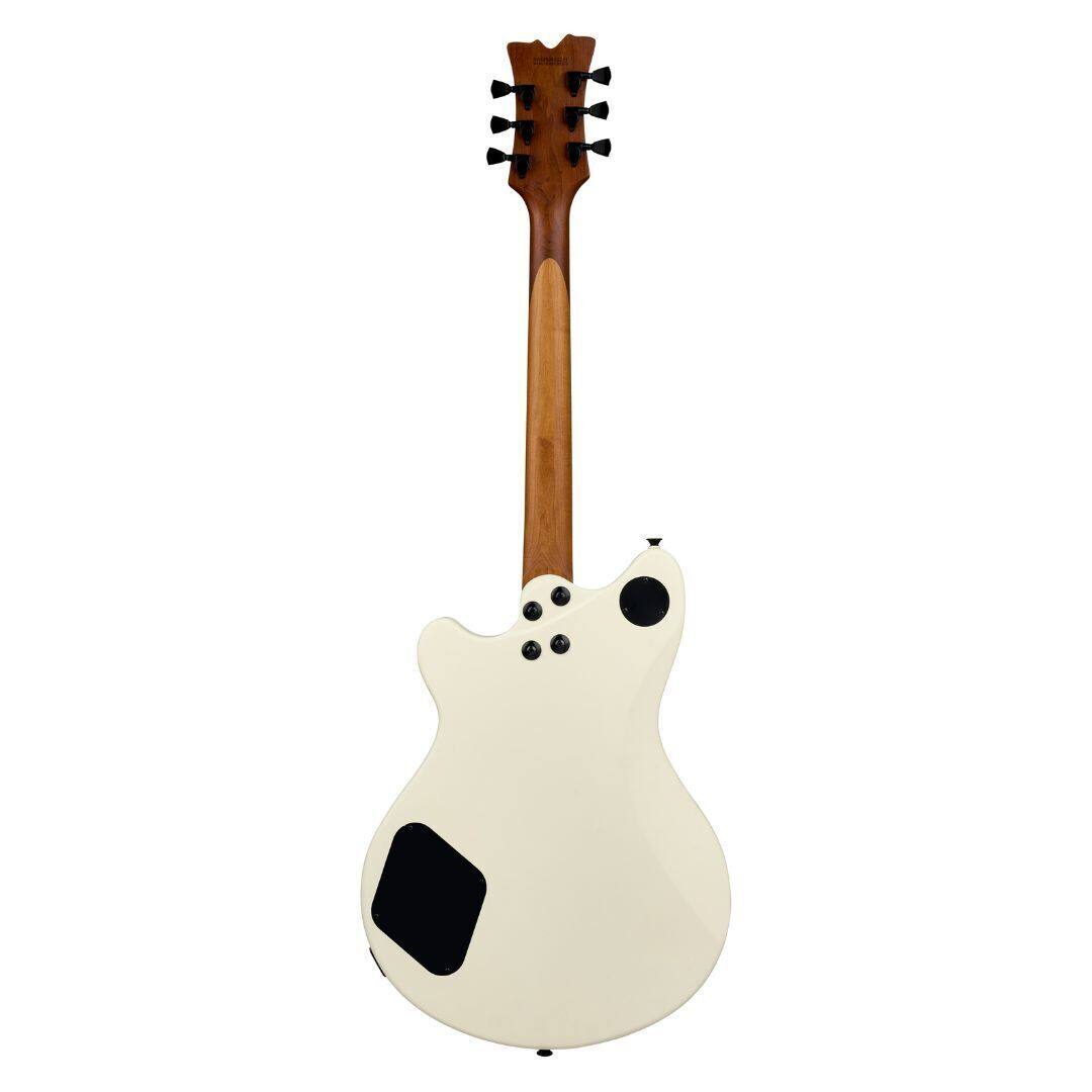 Angle. EVH - EVH SA 126 Standard Satin Vintage White Electric Guitar with Nyatoh Body.