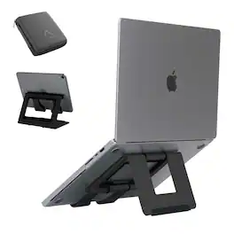 HongFei - Ridge Stand – Adjustable Aluminum Laptop Stand, Portable Ergonomic Design with Cable Organizer & Travel Case - Black