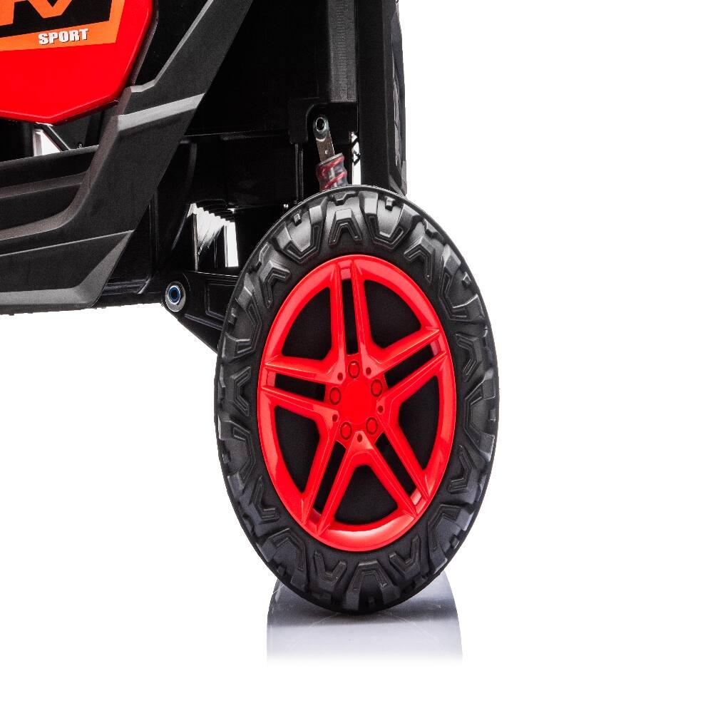 Alt View 4. Ropilly - Ropilly 12v kids electric utv with Remote Control, Red 4-Wheel Shock Absorber Ride On Toy for 3+ Years.
