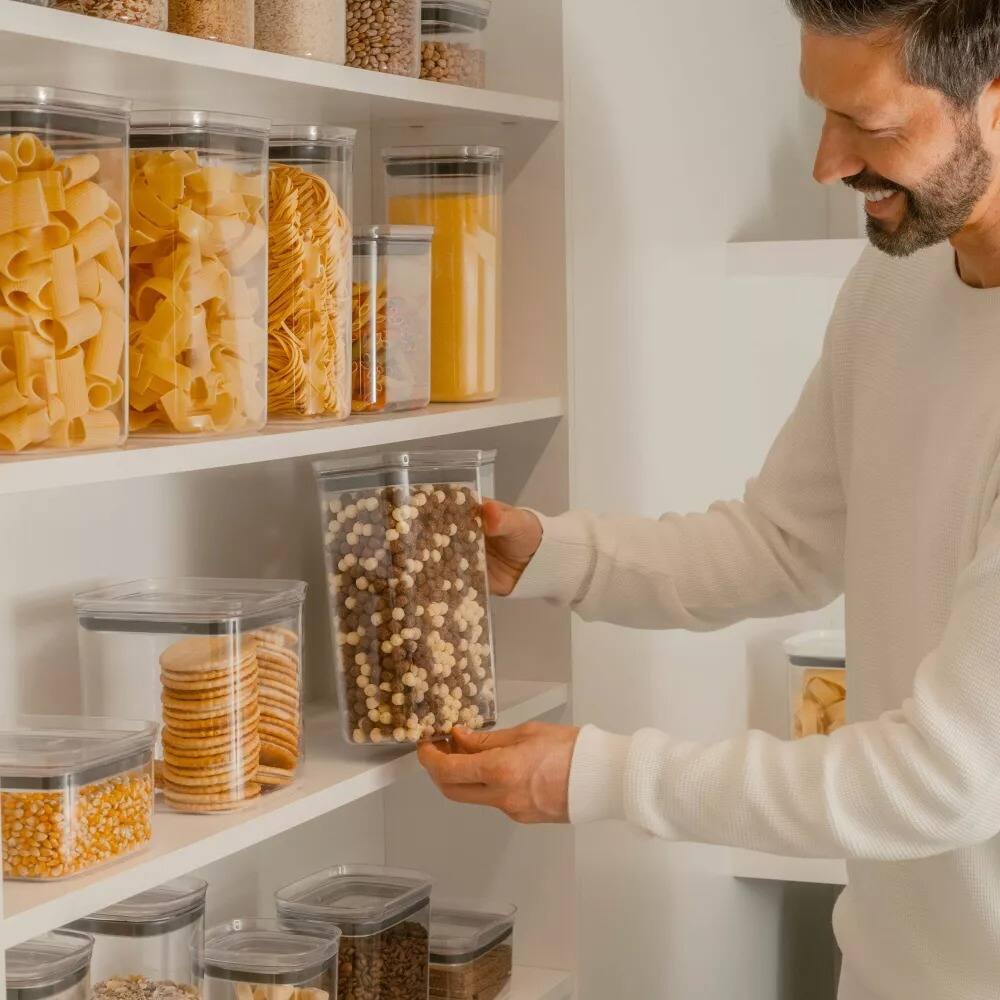 Alt View 6. OU - OU Airtight Food Storage Container 8pc (set of 4) BPA Free Plastic Storage Container, Stackable - Clear.