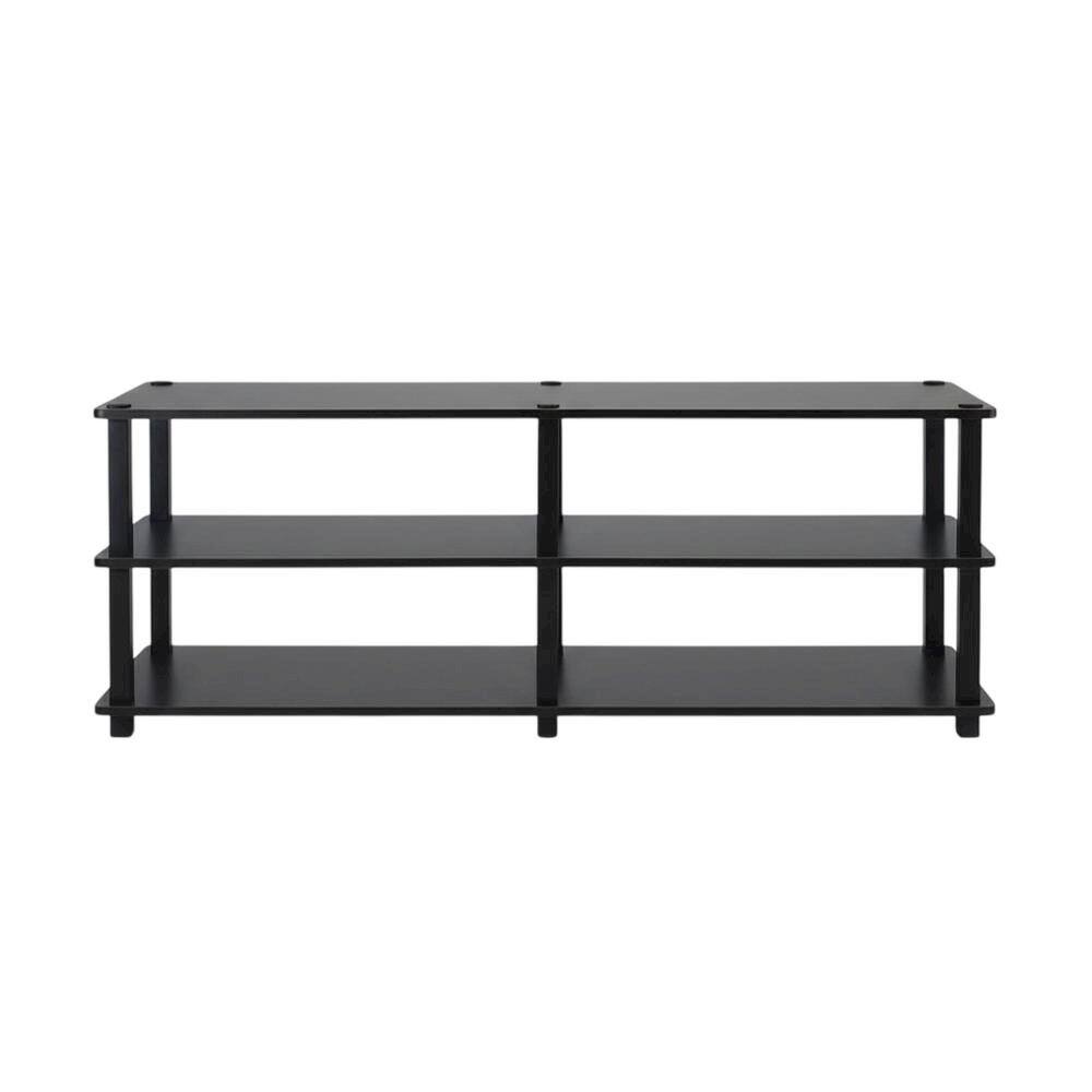Alt View 3. FurniFact - Espresso/Black 3-Tier TV Stand with Engineered Wood, No Tools Assembly - Brown Black.