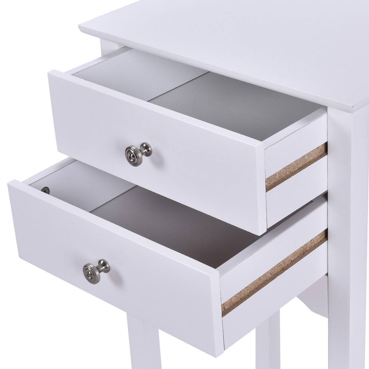 Alt View 8. Gymax - Gymax 2 PCS Side Table End Accent Table Night Stand W/ 2 Drawers White - White.