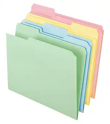 Front. Pendaflex - Pendaflex Recycled File Folder, 1/3-Cut Tab, Assorted, Letter Size, Assorted Pastels, 100/Box (C21 1/3 PASR) - Assorted Pastels.