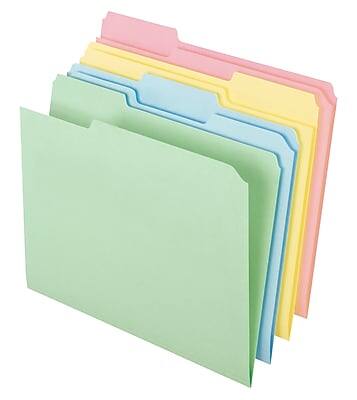 Front. Pendaflex - Pendaflex Recycled File Folder, 1/3-Cut Tab, Assorted, Letter Size, Assorted Pastels, 100/Box (C21 1/3 PASR) - Assorted Pastels.