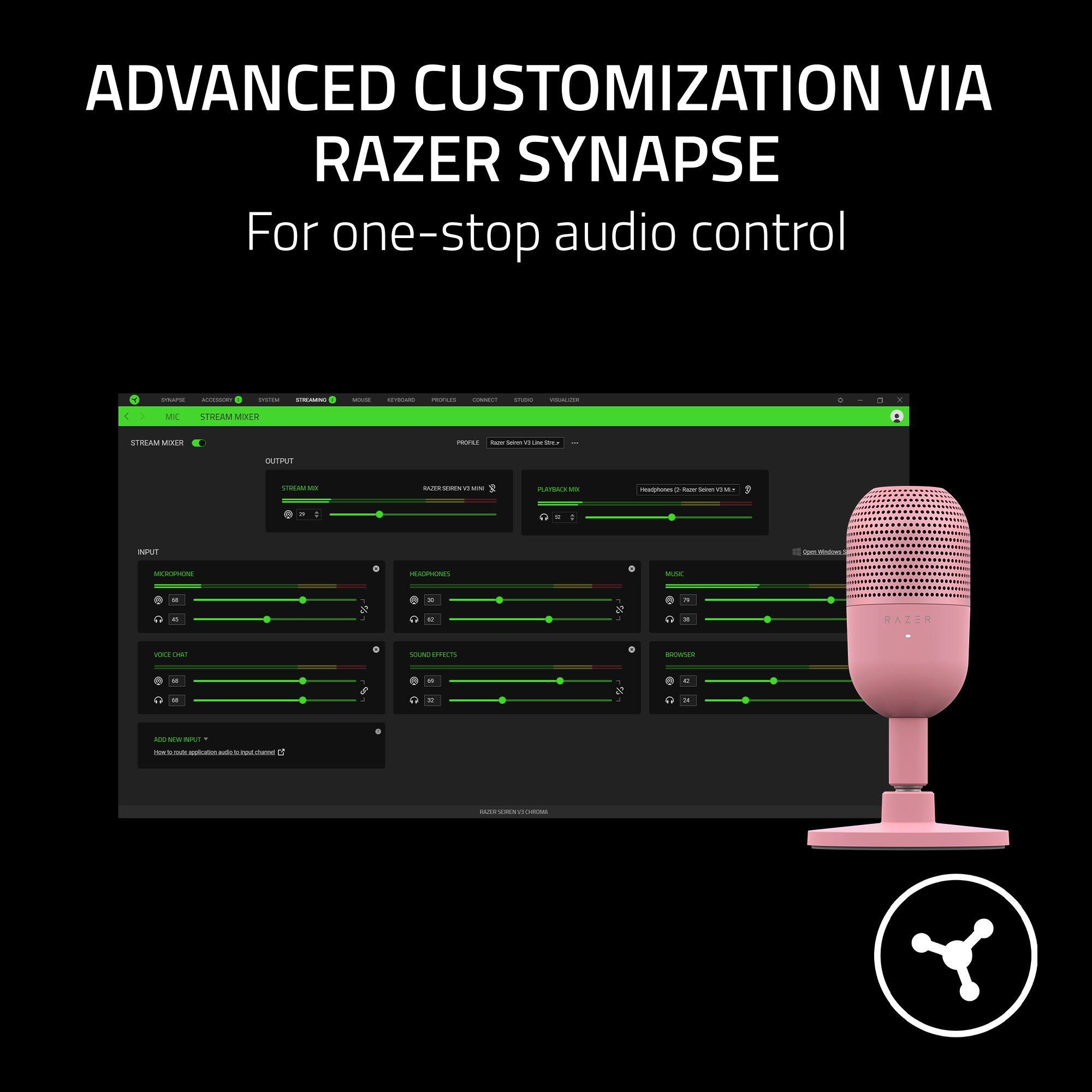 Advanced customization via Razer Synapse for one-stop audio control.