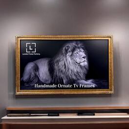 LAREDO FRAME FACTORY - 75 inch Handmade ornate Tv frame for Samsung The Frame tv and Frame Pro Model - MARBLE GOLD