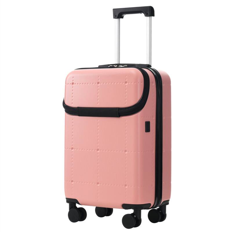 Alt View 10. HTUTWOO - Hardside Luggage - 5 Piece with Bags -20" Half-opening Carry on with USB Port,Expandable 24"/28",Spinner Wheels,TSA Lock - Light Pink.