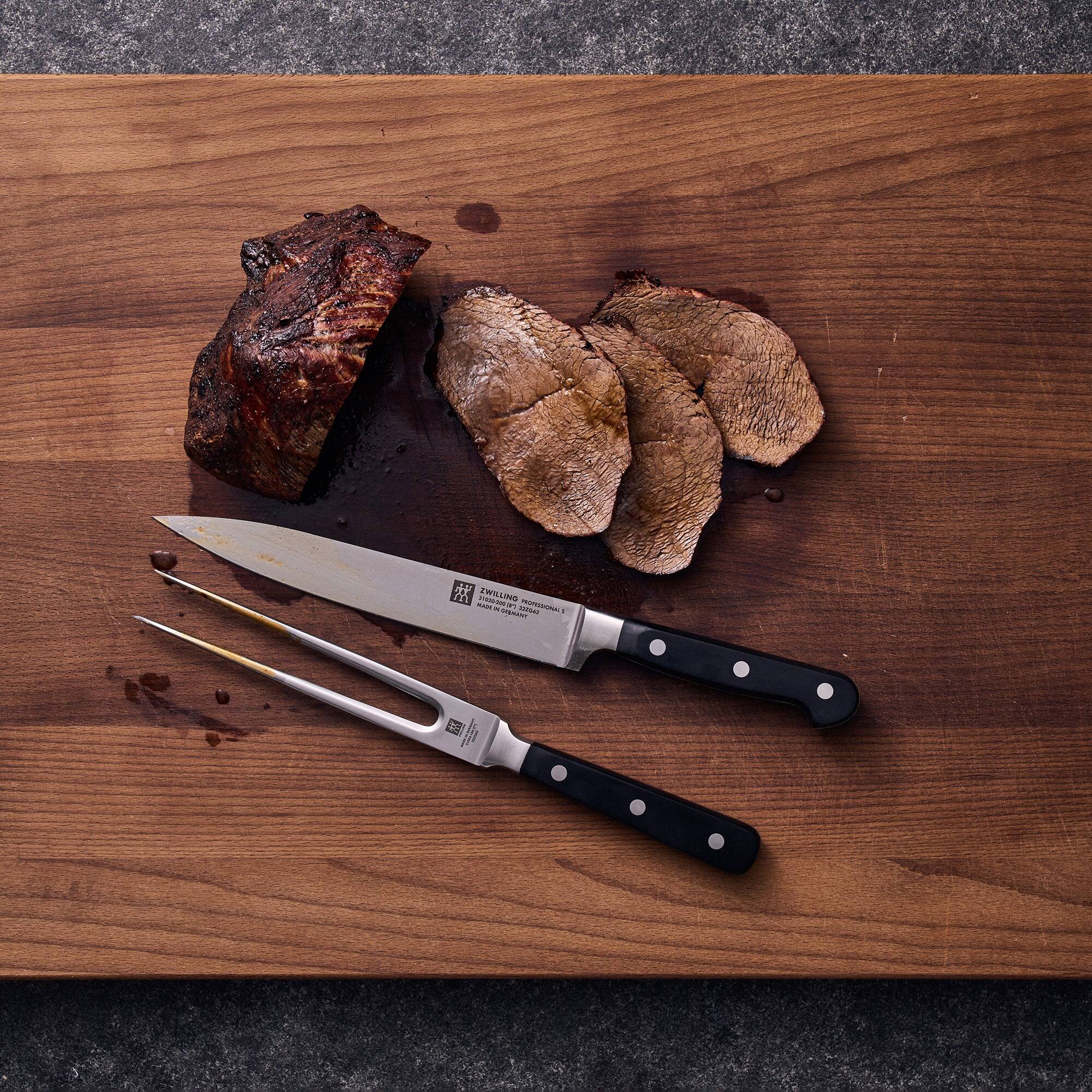 Alt View 3. ZWILLING - ZWILLING Professional "S" 2-pc Carving Knife and Fork Set - Stainless Steel.