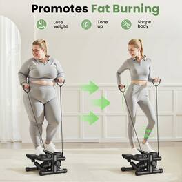 Anysun - Mini Stepper with Resistance Bands, Portable Full Body Workout Stepper Machine Adjustable Foot Stepper for Fitness - Black
