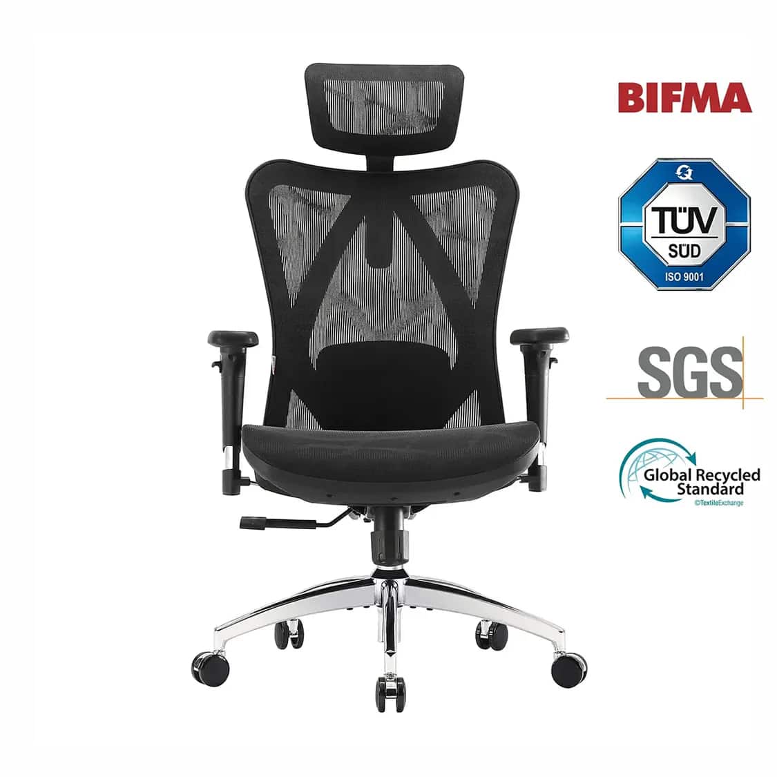 BIFMA  
TÜV SÜD ISO 9001  
SGS  
Global Recycled Standard  
Textile Exchange