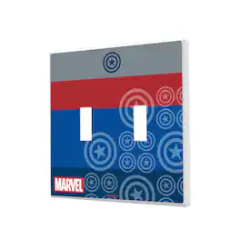 Keyscaper - Marvel Sigil Hidden-Screw Light Switch Plate - Double Toggle - Captain America