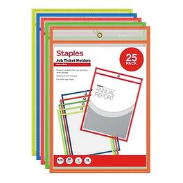 Staples - Heavyweight Stitched Job Ticket Holder, 9" x 12", 25/Pack - Assorted Colors