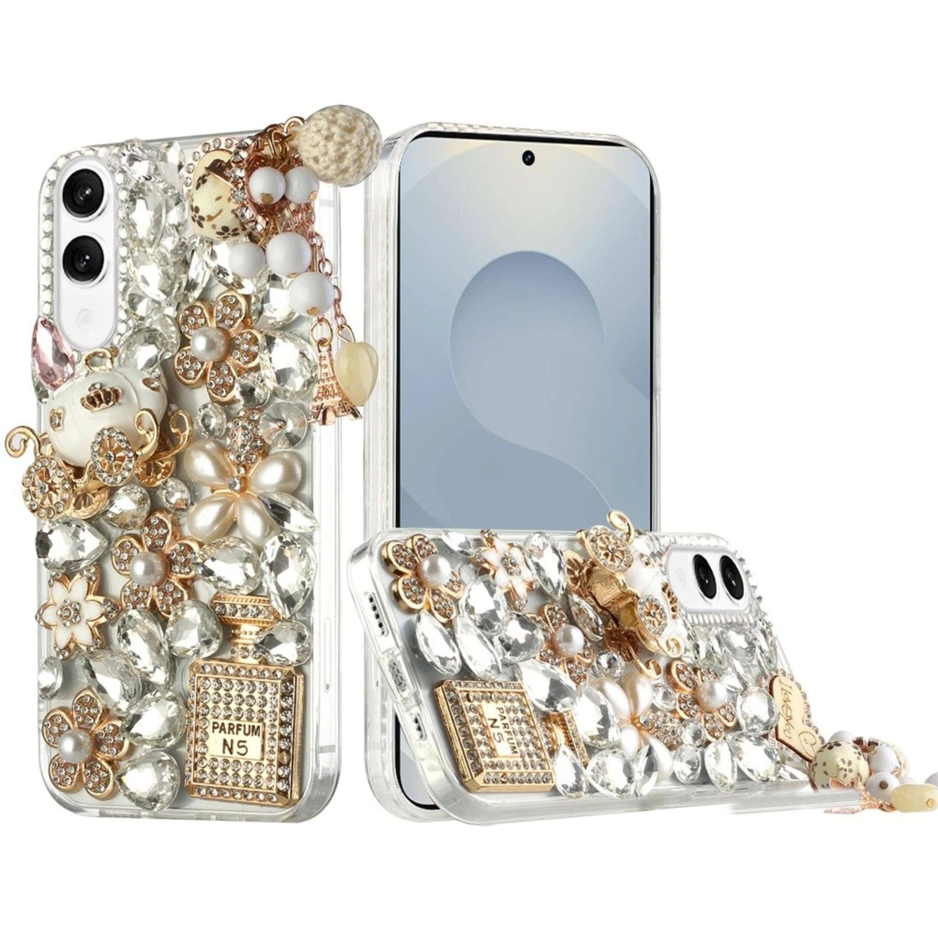 Front. Kitcheniva - Luxury Diamond Rhinestone Bling Case With Tempered Glass For Samsung S25 Edge - Multicolor.